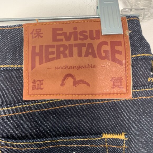 Evisu Heritage Dark Wash Denim Jeans With Straight Leg Cut Size 29 - Picture 6 of 9